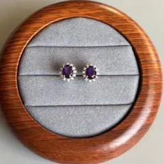 ウルグアイ産 アメジスト 11×10mm 宝石質　上品クラウンデザイン ピアス