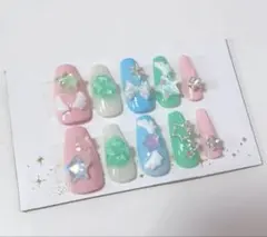 ネイルチップ 韓国 星 クローバー ウィッシュコア 羽 現品