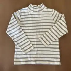 無印良品 ボーダー グレー ハイネック 長袖カットソー 110