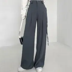 グレー スラックス リボン付き