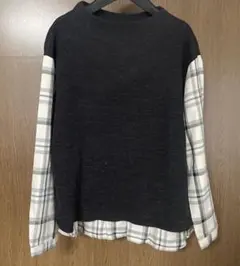 ダークグレー ベストドッキングチェックシャツ　サイズ3