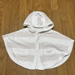 フード付きストライプベビーポンチョ 70-80cm