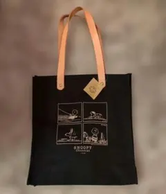 SNOOPY ブラック トートバッグ コミックプリント　伊勢