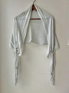 シルバー ラメ入り パール装飾 フリンジ ストール
