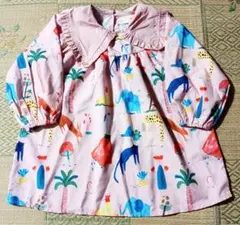 韓国 子供 ピンク 動物柄 長袖 ワンピース 110 ふんわり スカート ピンク