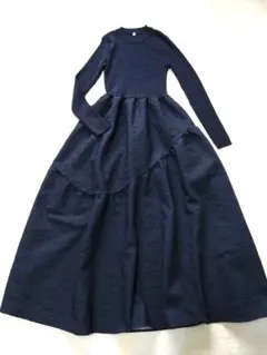 異素材ワンピース長袖