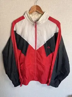 【最終値下】 vintage 90s PUMA ナイロンジャケット 赤黒白