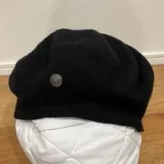 Borsalino ボルサリーノ　シルバー　黒いウールベレー帽 ボタン付き