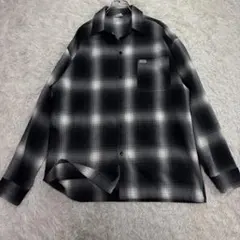 【美品】Cal Top 長袖シャツ 黒白オンブレ チェック USA製 BIG L