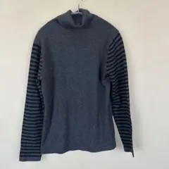 グレー ストライプ タートルネックセーター　美品　きれいめ　カジュアル