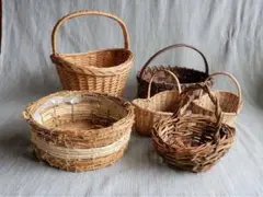 天然素材　手編みバスケットセット　かご　6点セット　編み籠　籐　蔓　CC3