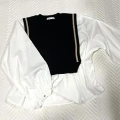 長袖シャツ ニットベストドッキング　XL