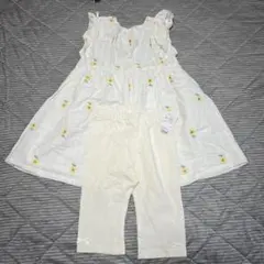 ホワイトひまわり柄ワンピースとレギンスセット