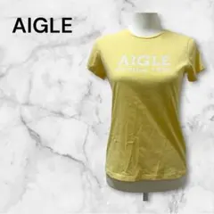 AIGLE エーグル Tシャツ S イエロー ロゴ 半袖 レディース アウトドア