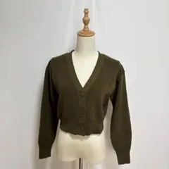 GU ウォッシャブルクロップドカーディガン(長袖)M オリーブ