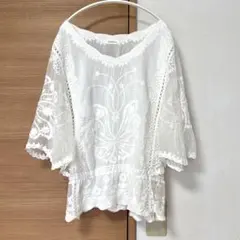 MAHAL マハル レース カットアウト ブラウス インド綿 コットン 白 