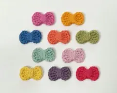 ハンドメイド リボンのモチーフ 10コ コットン糸 かぎ針編み
