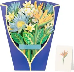 Fondersy メッセージカード 色紙 ペーパーポップアップカード　花束　3D