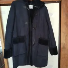 レディースショートコート〈フェイクムートン〉 (ネイビー)