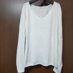 AZUL Vネック 白 長袖カットソー M