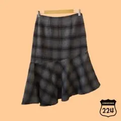 GU マーメイド スカート チェック柄 グレー 202-2502