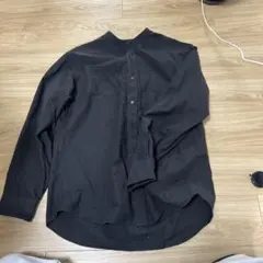無印黒のボタン付き長袖シャツ XL