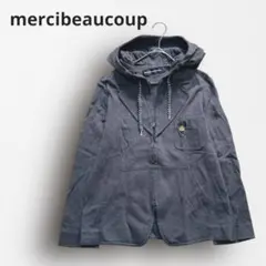 Y7547【メルシーボークー】フード付ジャケット ジップパーカー 羽織り グレー