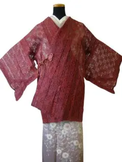 大島糸 お洒落 レース 道中着 正絹 未使用 152cm～158cmCs1584