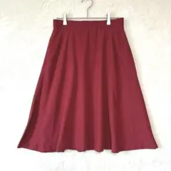 クミキョク／フレア スカート M ひざ下丈 シンプル 無地 赤 レディース
