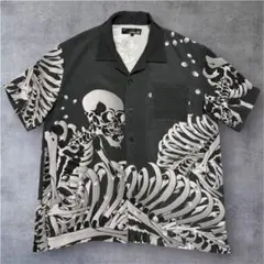 絡繰魂 がしゃどくろ 闇アロハシャツ XL 総柄 スカル 開襟 半袖 ブラックのサムネイル