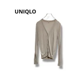 【ユニクロ】カーディガン　長袖　透け感　薄手　シンプル　グレー　M