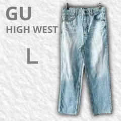 GU　ジーユー　美脚 デニム　ハイウエスト ストレート ジーンズ　Ｌ　カジュアル