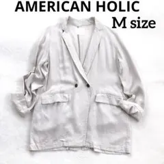 【美品】アメリカンホリック ダブルボタン ジャケット M ホワイト 春アウターのサムネイル