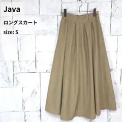 美品 Java リネン風 タック フレア ロングスカート S ベージュのサムネイル