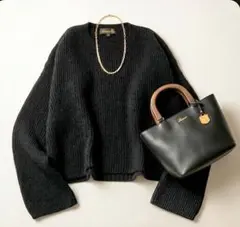 美品✨ドゥロワー 7G カシミヤ混 リブニット セーター 畦編み 黒 ブラック