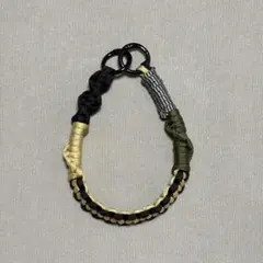 パラコード　ハンドストラップ　ブラック ×ベージュ×オリーブ