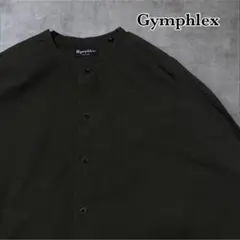 Gymphlex タイプライター バンドカラーシャツ グレー L