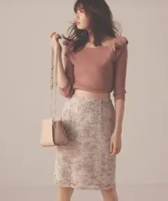 【美品/Apuweiser-riche】レースプリントタイトスカート