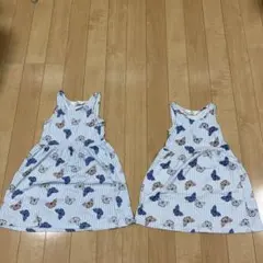 H&M 蝶模様のノースリーブワンピース 2枚セット