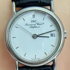 IWC レディース クォーツ腕時計 ホワイト文字盤 レザーベルト 稼働品のサムネイル