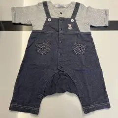 ファミリア　オーバーオールスタイル　ロンパース グレー/ネイビー