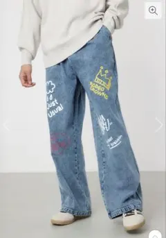 ロデオクラウンズ 落書き デニム パンツ L