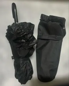 折りたたみ傘 レディース フリル ブラック 晴雨兼用