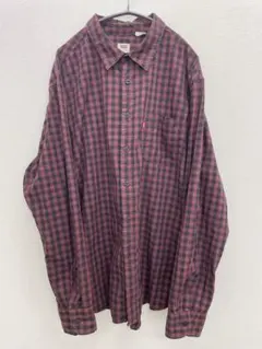 Levi's チェックシャツ XL レッド×ブラック 長袖シャツ 古着