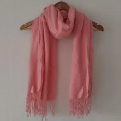 ピンク フリンジ付きストール