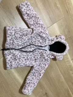 ピンクレオパード柄フリースアウター 90cm