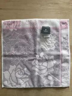 LANVIN 薄紫・白・ピンク バラ模様タオルハンカチ