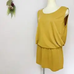 【アンナケリー】ノースリーブワンピース　からし色　ウエストゴム　ストレッチのサムネイル