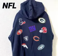 レア　NFL パーカー　チーム総柄バックプリント　ジップアップ　LL XL 新品のサムネイル