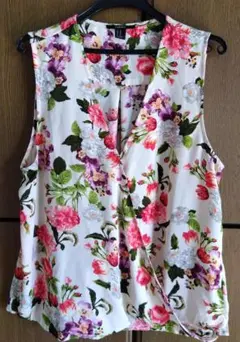 ◆華やか花模様 カシュクールノースリーブ◆ Mのサムネイル